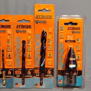 Spyder Stinger Mach-Blue Drill Bit Set - Orange and Blue